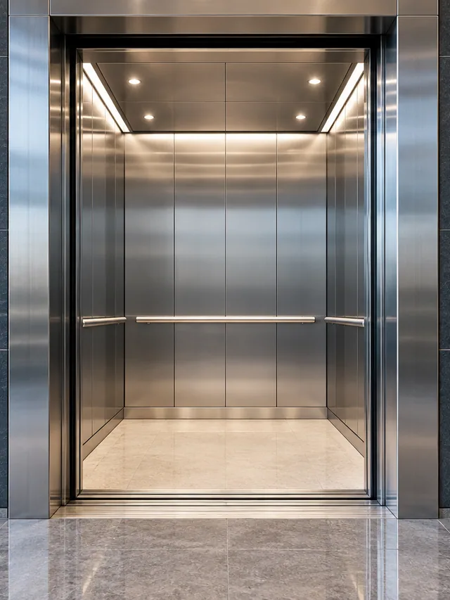 Ilustrasi elevator modern dalam bangunan